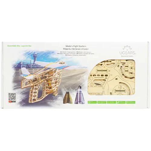 купить конструктор 3d-пазл ugears — пускатель самолетиков