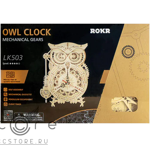 купить деревянный конструктор robotime — owl clock