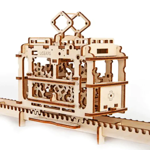 купить конструктор 3d-пазл ugears — трамвай с рельсами