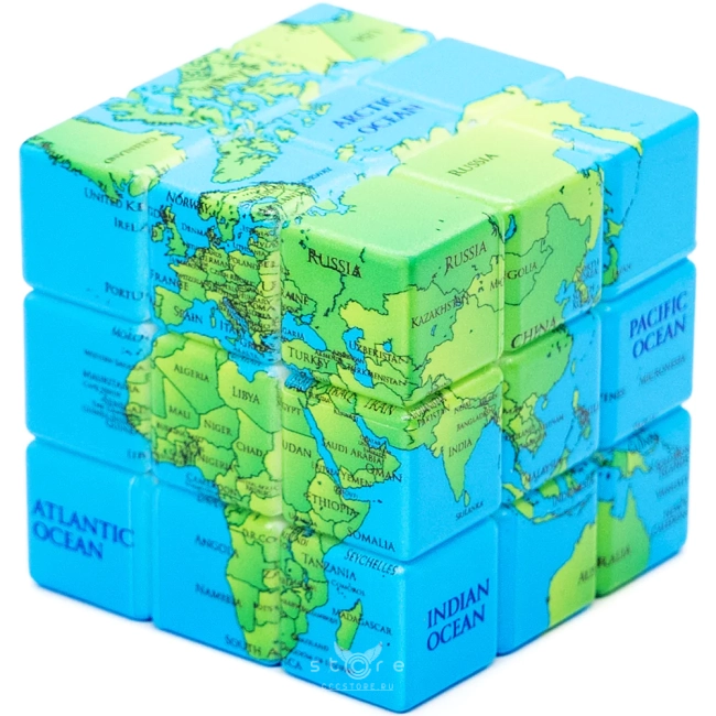 Кубик Рубика с картой мира