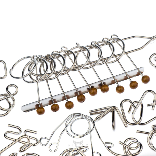 купить головоломку набор из 30 металлических головоломок в черном боксе