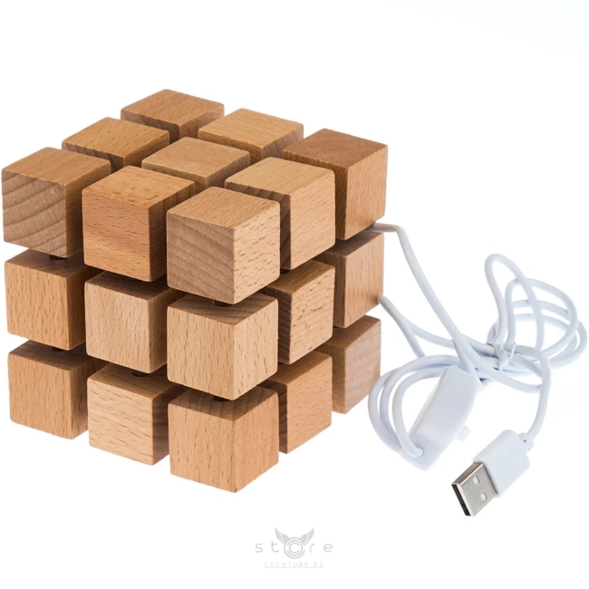 купить деревянный кубик-ночник 3x3x3 (usb)