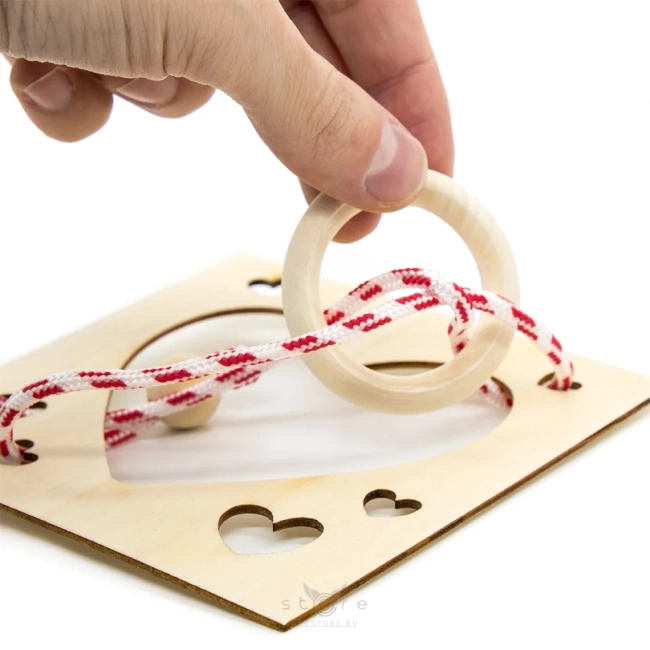 купить головоломку деревянная головоломка "рамка с сердцами"