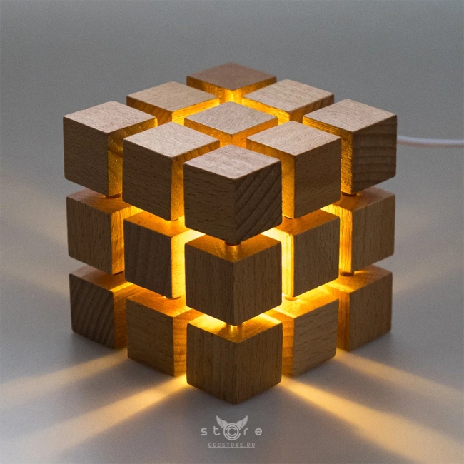 купить деревянный кубик-ночник 3x3x3 (usb)