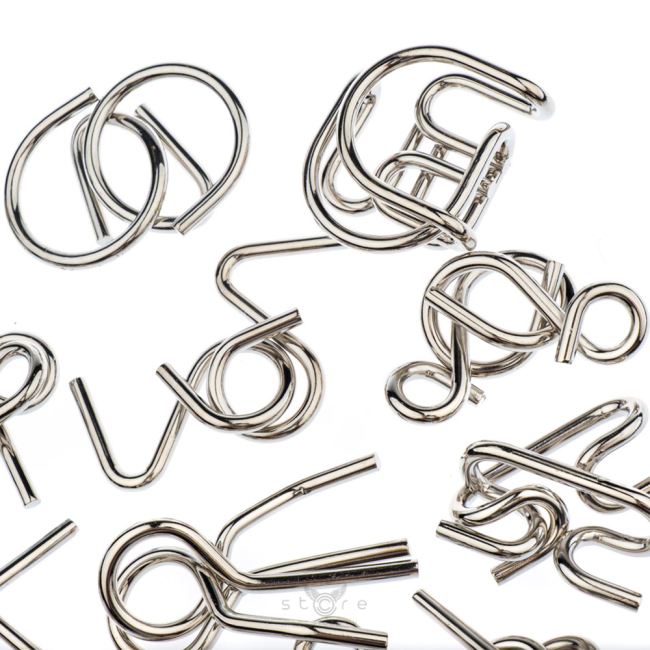 купить головоломку набор из 12 металлических головоломок в черном боксе