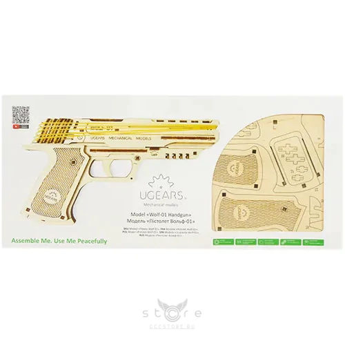купить конструктор 3d-пазл ugears — пистолет вольф-01