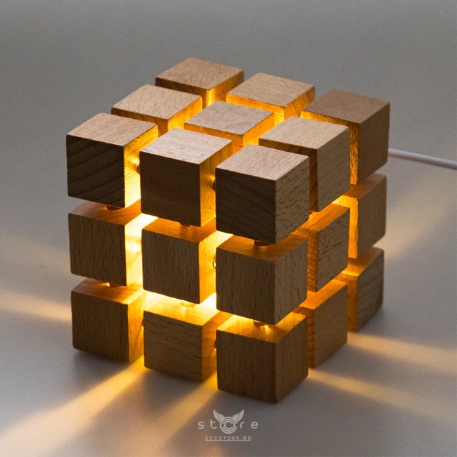 купить деревянный кубик-ночник 3x3x3 (usb)