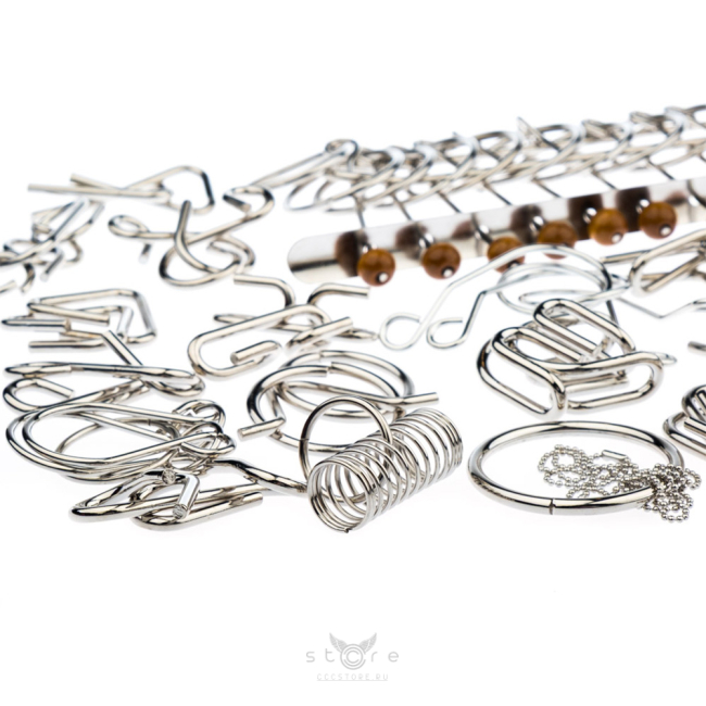 купить головоломку набор из 30 металлических головоломок в черном боксе