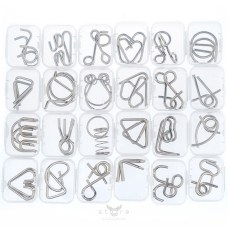 купить головоломку набор из 24 металлических головоломок в прозрачном боксе