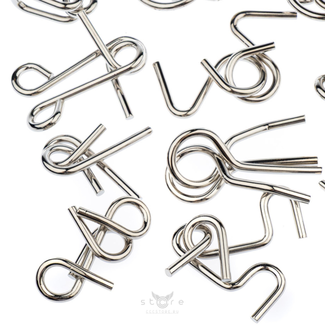 купить головоломку набор из 12 металлических головоломок в черном боксе