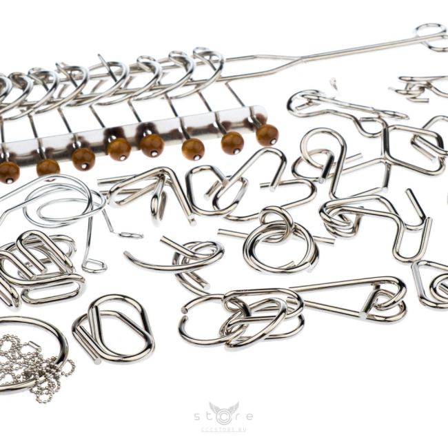 купить головоломку набор из 30 металлических головоломок в черном боксе