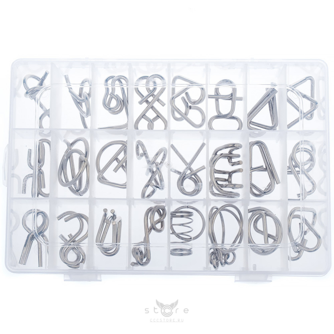 купить головоломку набор из 24 металлических головоломок в прозрачном боксе v2