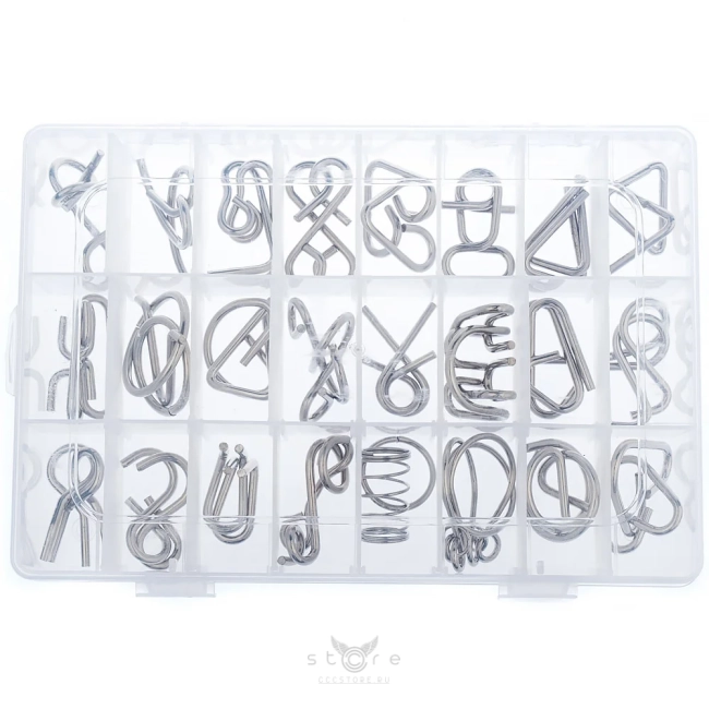 купить головоломку набор из 24 металлических головоломок в прозрачном боксе v2